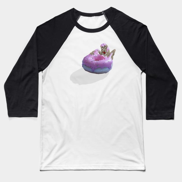 Donut monster Baseball T-Shirt by DopamineDumpster